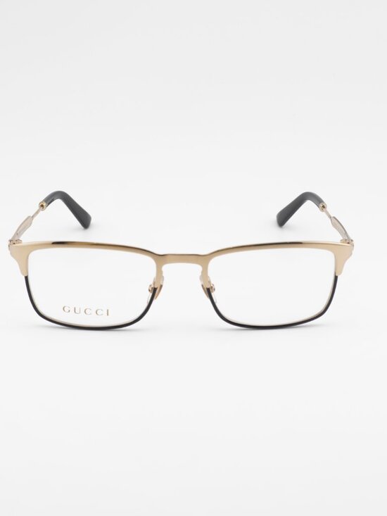 Gucci GG0135O 001 Eyeglasses Gold / Black 52mm Rectangle Frame main image 5